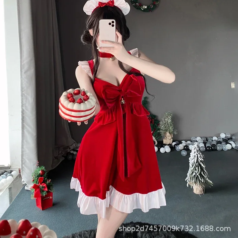 2024 Nové vianočné tematické kostýmy Party pre večierok Dospelé dámske červené šaty Žena Santa Claus Kostým pódium show