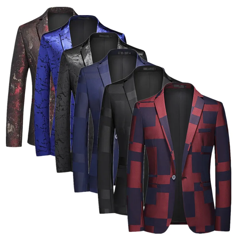 2024 Noví muži Business Social Suck Jacket Summer Mužské single Breasted Thin Dress Male Jacquard Blazers Coats
