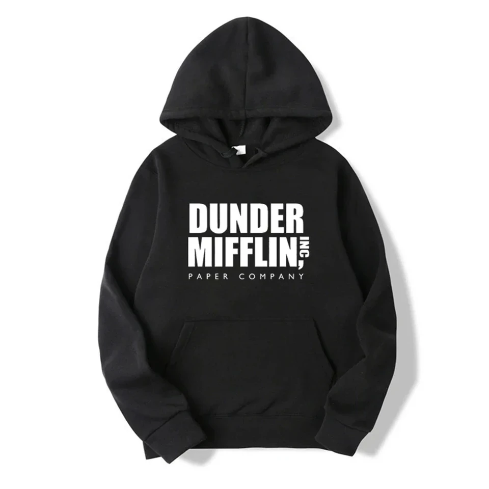 2024 Noví muži Dámske kapucňa Kancelária Dunder Mufflin Inc papierový mikina dwight schrute mikina neformálne pullové sveter