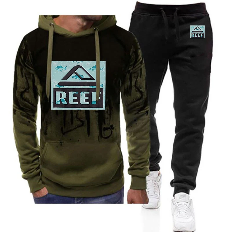 2024 Noví muži Logo Reef Logo Spring a jesenné módne tričko Trend Trendy Brand Loose Fit Casual VestSare Hoodies Pradenie Gradient