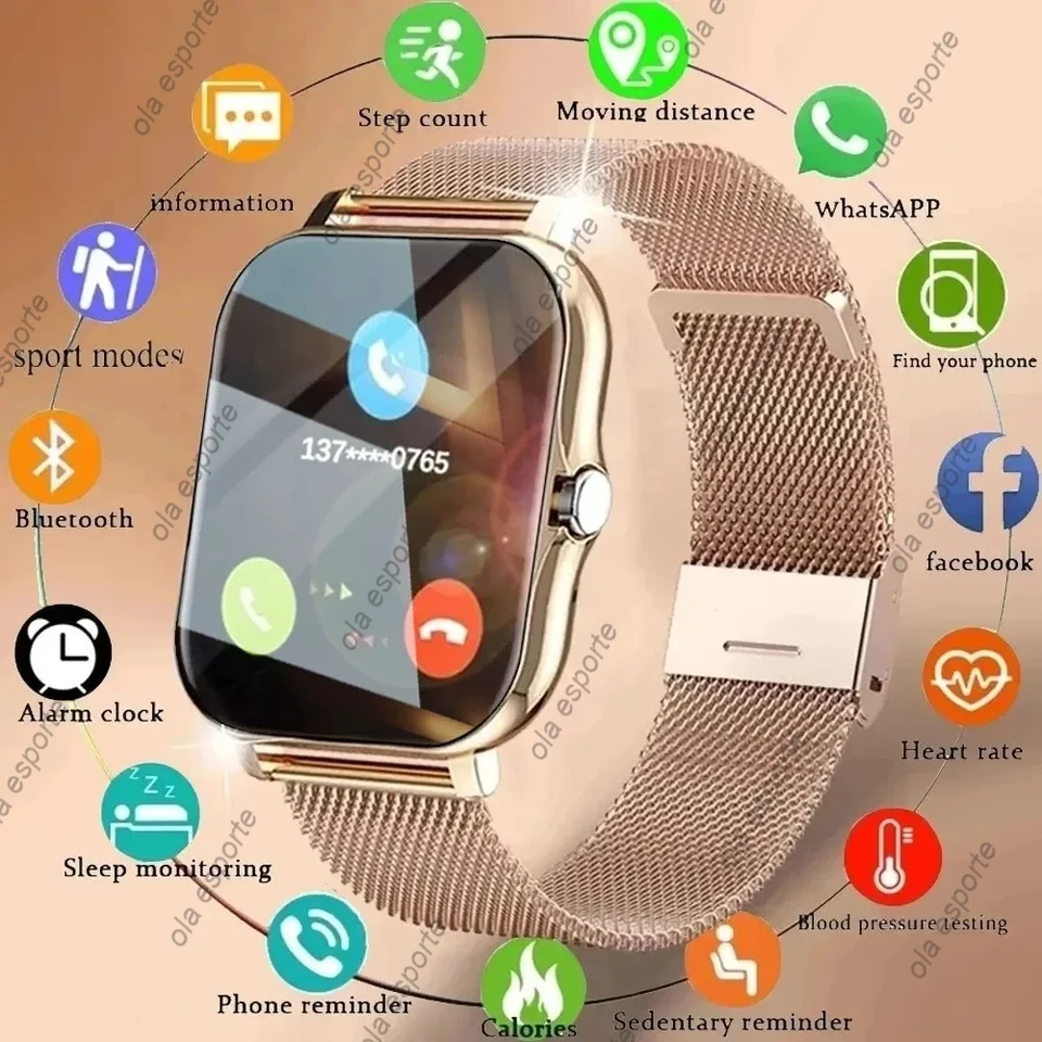 2024 Noví muži Ženy inteligentné sledovanie sledovania v reálnom čase Tracker Hudobná kontrola BT Call Sleep Sleep Sleep Sport Smart Watch for Android iOS