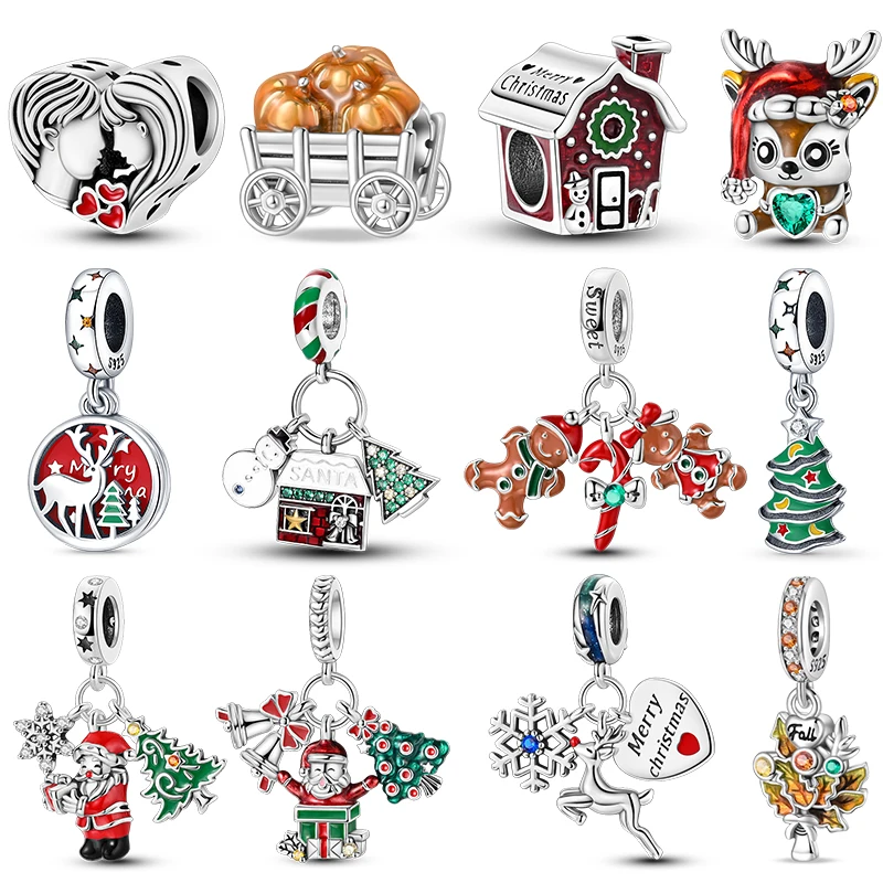 2024 NOVÝ 925 Sterling Silver Snowman Elk Santa vianočné kúzla Fit Pandora 925 Originálne náramky pre domácich majstrov