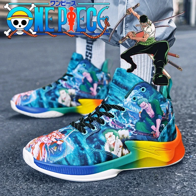 2024 Nový anime One Piece Luffy Sneakers Men basketbalové topánky Príležitostné nekĺzanie bežeckých topánok Teenager graffiti športové topánky darček