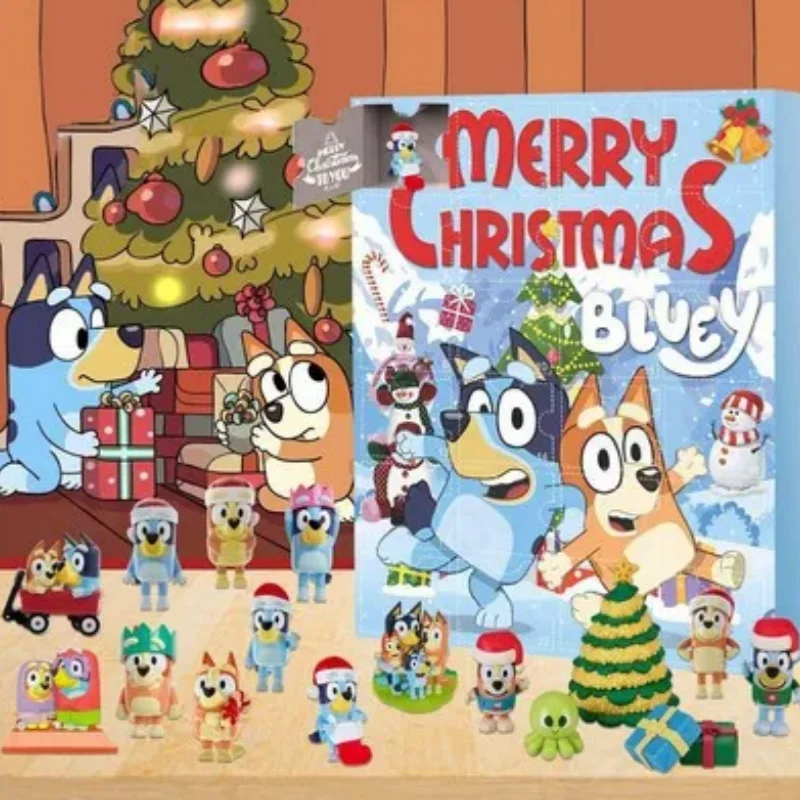 2024 Nový Bluey 3D Model Advent Calendar Holiday Calendar 24 Pocket Blind Box Populárna zbierka darčekov Dekoratívne hračky na odoslanie