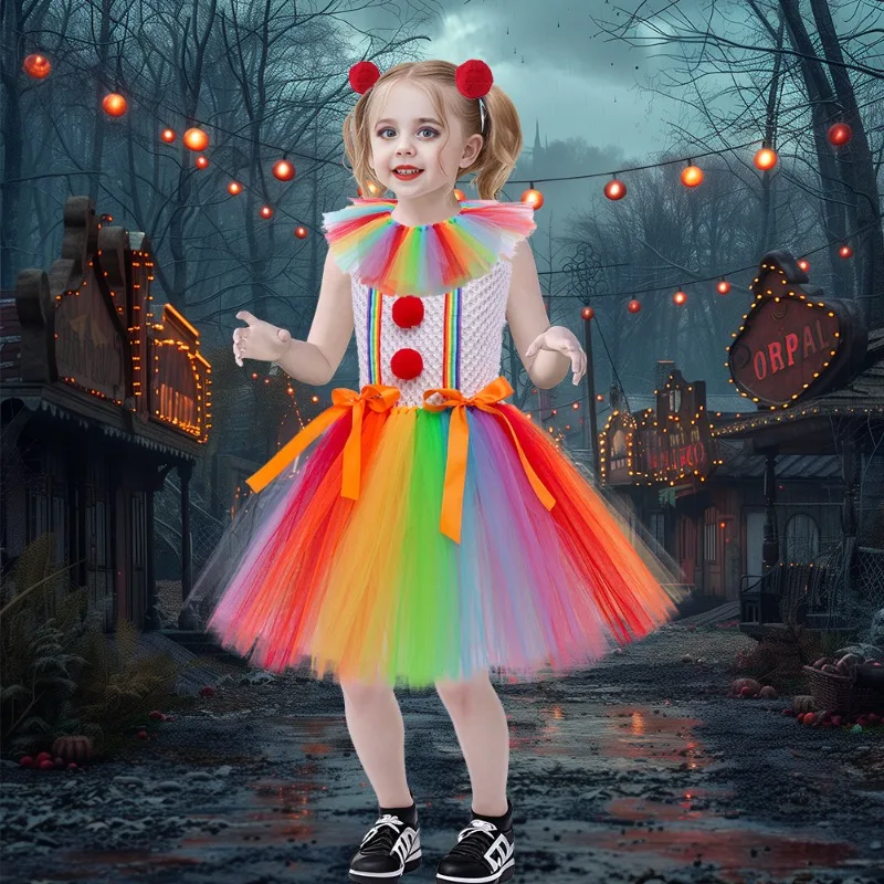 2024 Nový Halloween Anime Color Joker Tutu Dievčatá dievčatá Karneval klaun cosplay lolita kawaii strašidelné detské párty strašidelné oblečenie deti