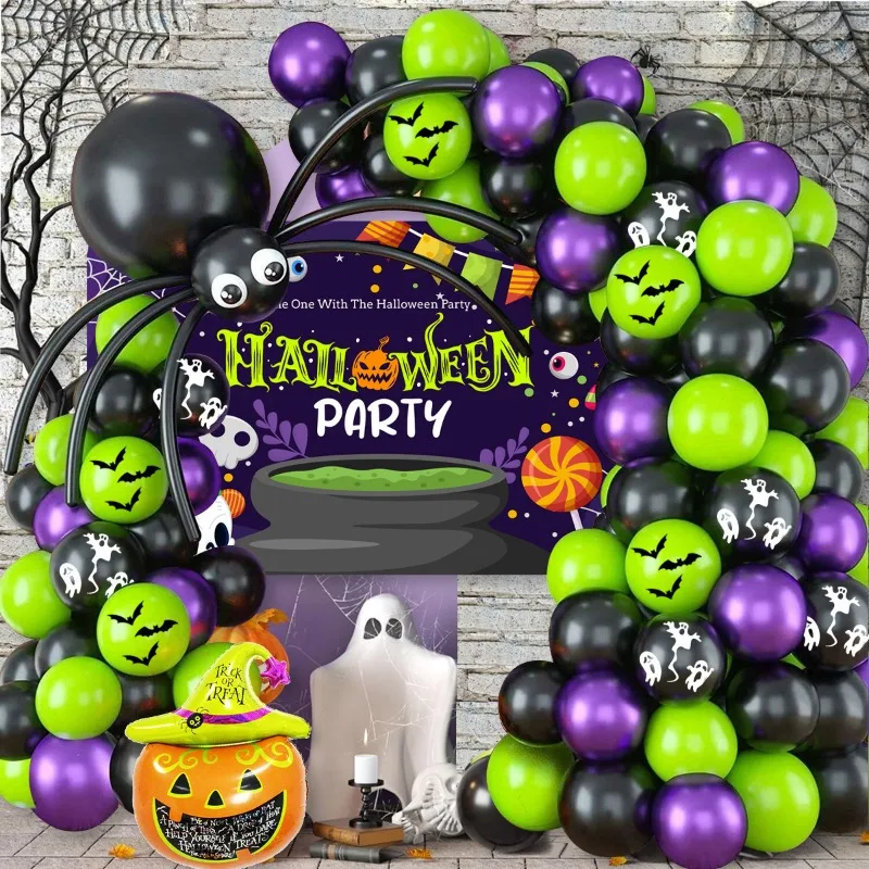 2024 Nový Halloween Balloon Halloween Spider Carnival Party Dekorácie 12 palcov Round Latex Balón Halloween Decorácie