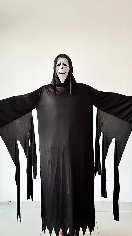 2024 Nový Halloween Scream 25. výročie kostým kostým cos lebka duchovia maska ​​teroristické party oblečenie kompletné sada
