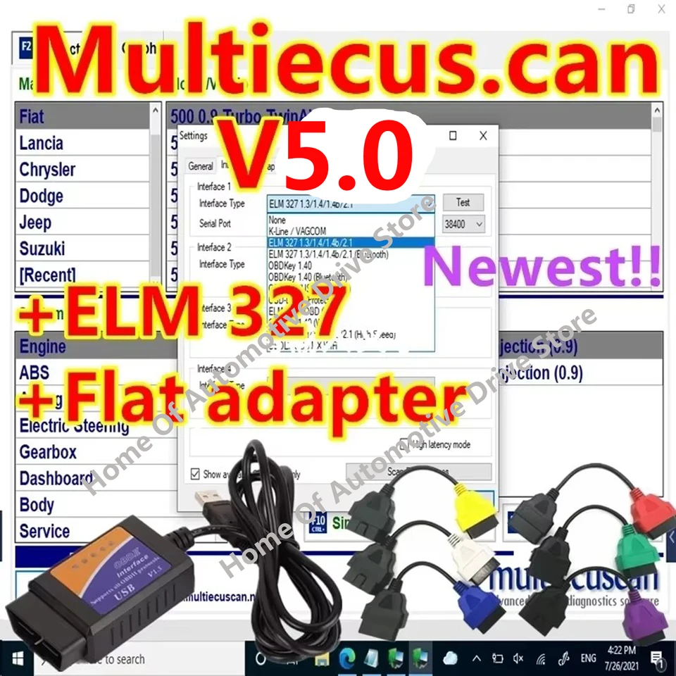 2024 NOVÝ MELTIECUSANS V5.0 pre Fiat/Chrysler/Dodge/Jeep/Suzuki Scanner Softvér 5.0 Práca s diagnostickým nástrojom ELM327/OBD II