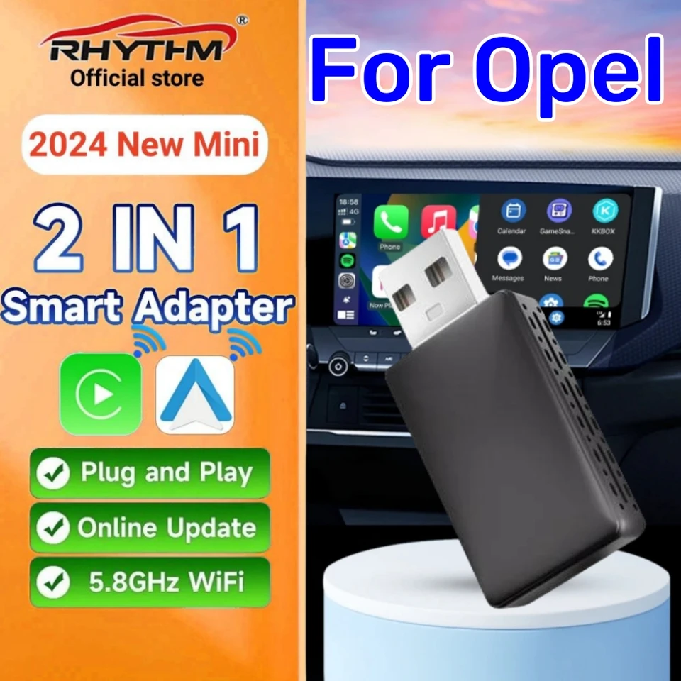 2024 Nový mini 2in1 Rhythm Wireless CarPlay Adapter Android Auto Wireless pre Opel Vauxhall Corsa Mokka Astra Vectra Grandland