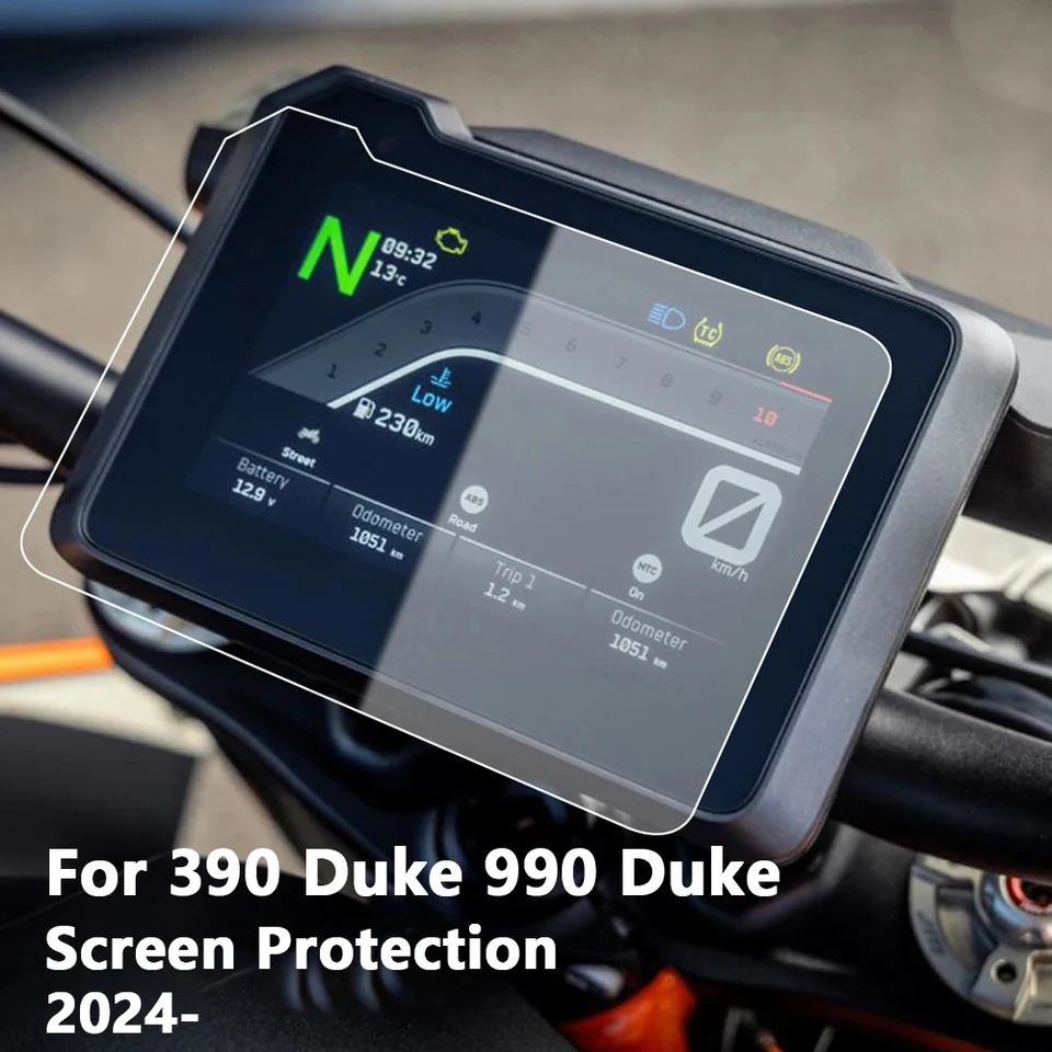 2024- Nový motocykel Scratch Scrsclus Screen Screen Dashboard Ochrana HD Instrument Film pre 390 Duke 990 Duke TPU Protective Film
