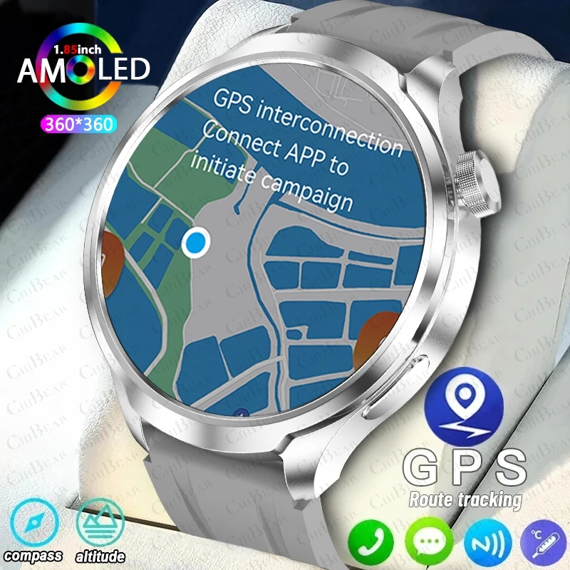 2024 NOVÝ NFC Compass SmartWatch Men 1,85 palca HD na veľkej obrazovke GPS Tracker Heart Friedy hlasový asistent asistenta Bluetooth Call Smart Watch