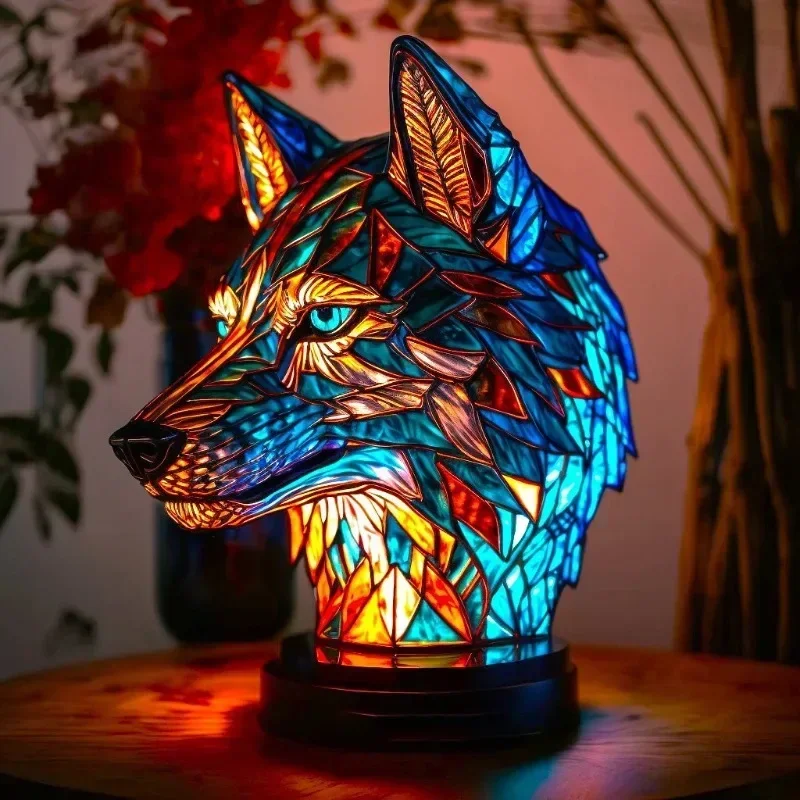 2024 Nový nový špeciálny kreatívny sériu stolových osvetlenia pre zvieratá Loong Lion Wolf Elephant Horse Unicorn Resin Ozdoby