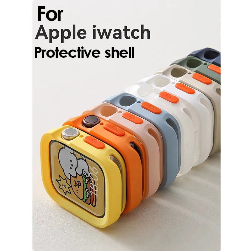 2024 Nový nárazník mäkký silikónový puzdro pre Apple Watch 9 8 7 6 SE 5 Sport Anti-Drop Matte Cover pre IWATTH 49 mm 41 mm 40 mm 44 mm 45 mm