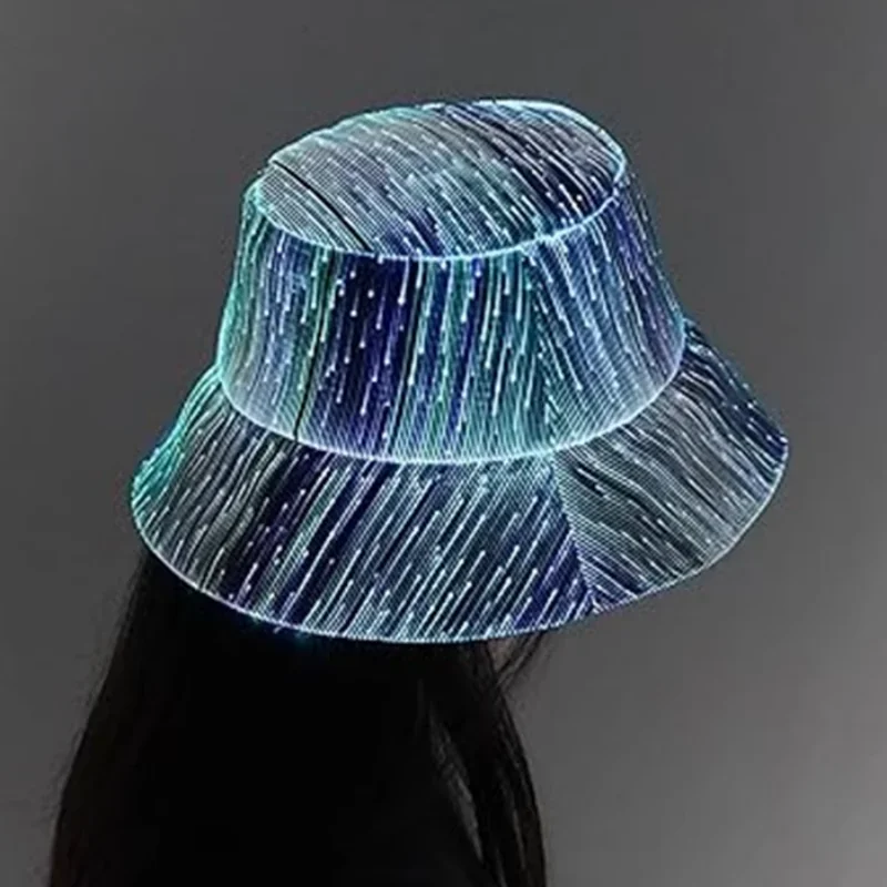 2024 Nový príchod Meni Ženy Optické vlákno tkanina klobúk Y2K High Street Farebné vedené LED inteligentné svetlo nočné klub Cap Cap