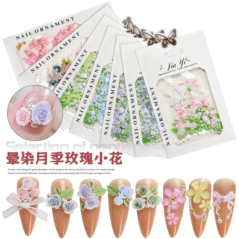 2024 Nový príchod Pearl živici Halo Color Camellia Rose 3D Charms Decorácie Zmiešaná veľkosť telefónu make -up taška Ornament Časti