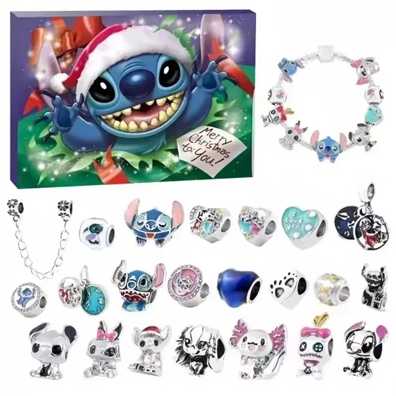 2024 Nový príchod Stitch Mickey vianočný adventný kalendár náramky 24 dní odpočítavanie CALENDAR DIY šperky