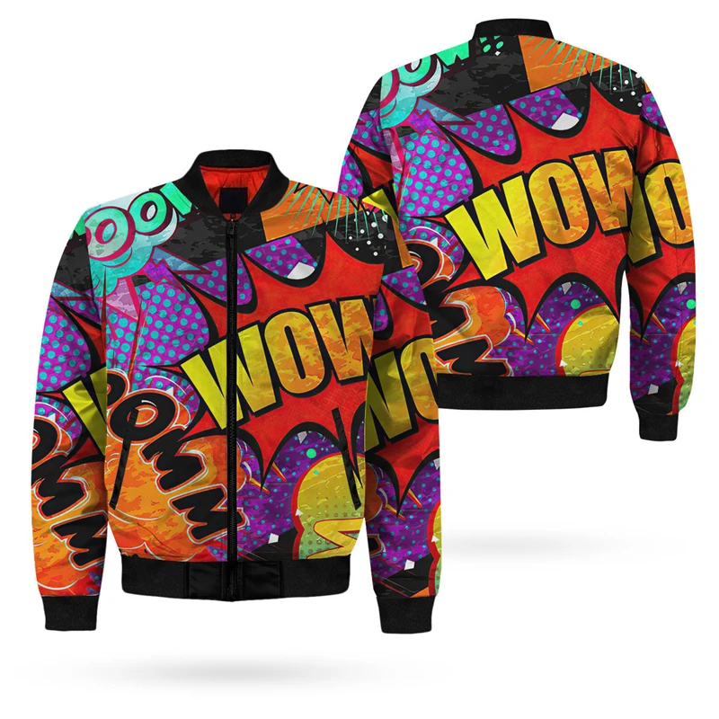 2024 NOVÝ pánsky bombardér BACKE STREET GRAFFITI LIST 3D po celom tlačenom zipsovom stopách Unisex Casy Zipper Jackets Clothing Tops