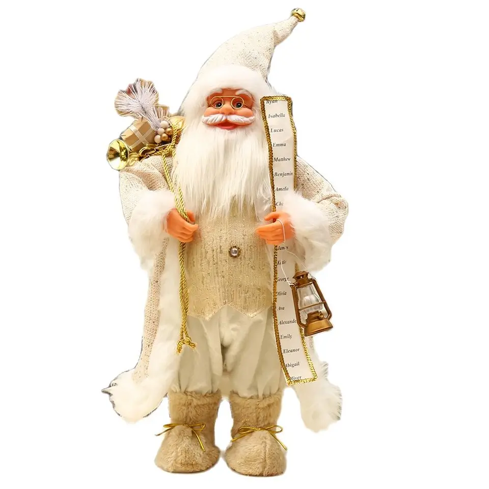 2024 Nový rok vianočné ozdoby pre domáce pozlátené biele rúcho Santa Claus Shopping Mall vianočné stromčeky plyšová bábika 2023 Navidad