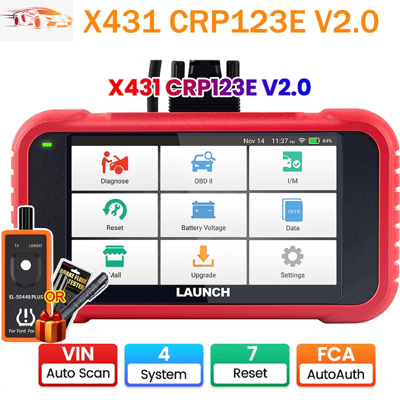 2024 Nový- Spustenie X431 CRP123E V2.0 Diagnostické nástroje CAR OBD2 Automatický skener OBD Scanner ABS SRS AT+ 7 RESET SLUŽBA ZADARMO Aktualizácia