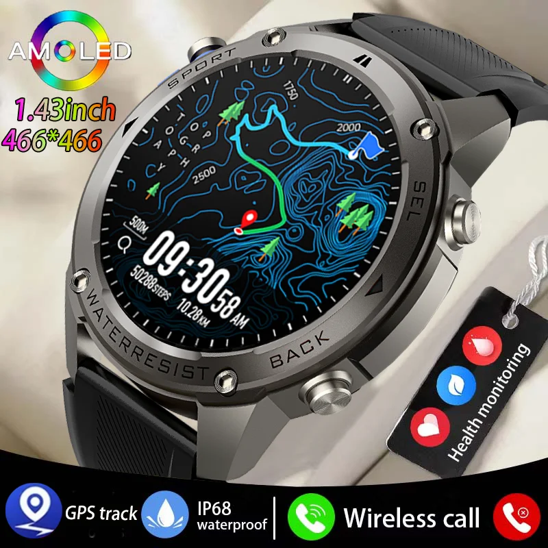 2024 NOVÝ TRUE GPS Outdoor Sports Smartwatch 1,43-palcový AMOLED 500 mAh batéria 170+ Športový režim 5ATM WATERPORPLE Pánske smartwatch