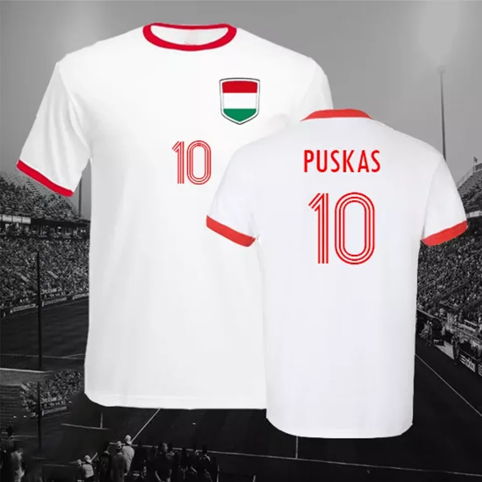 2024 Nový vintage trend krátke rukávy Maďarské Puskí futbalové tričko Dospelý priedušný top darček pre deti Krátke rukávy