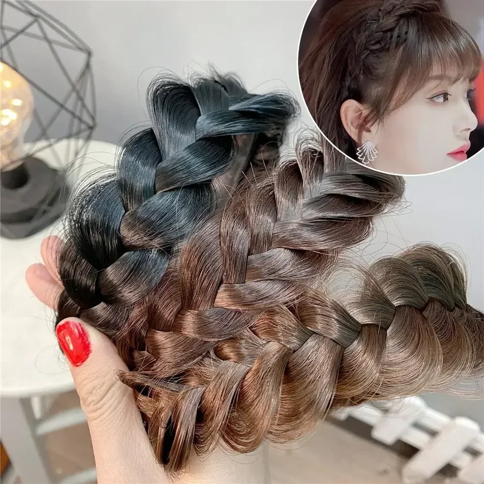 2024 Nový vysokokvalitný parochňový vlasový pás Nový dizajn široký vrkôt rybie kosti pletivo vlasové obruč Twist čelenka parochňa Braid čelenka vlasový obruč