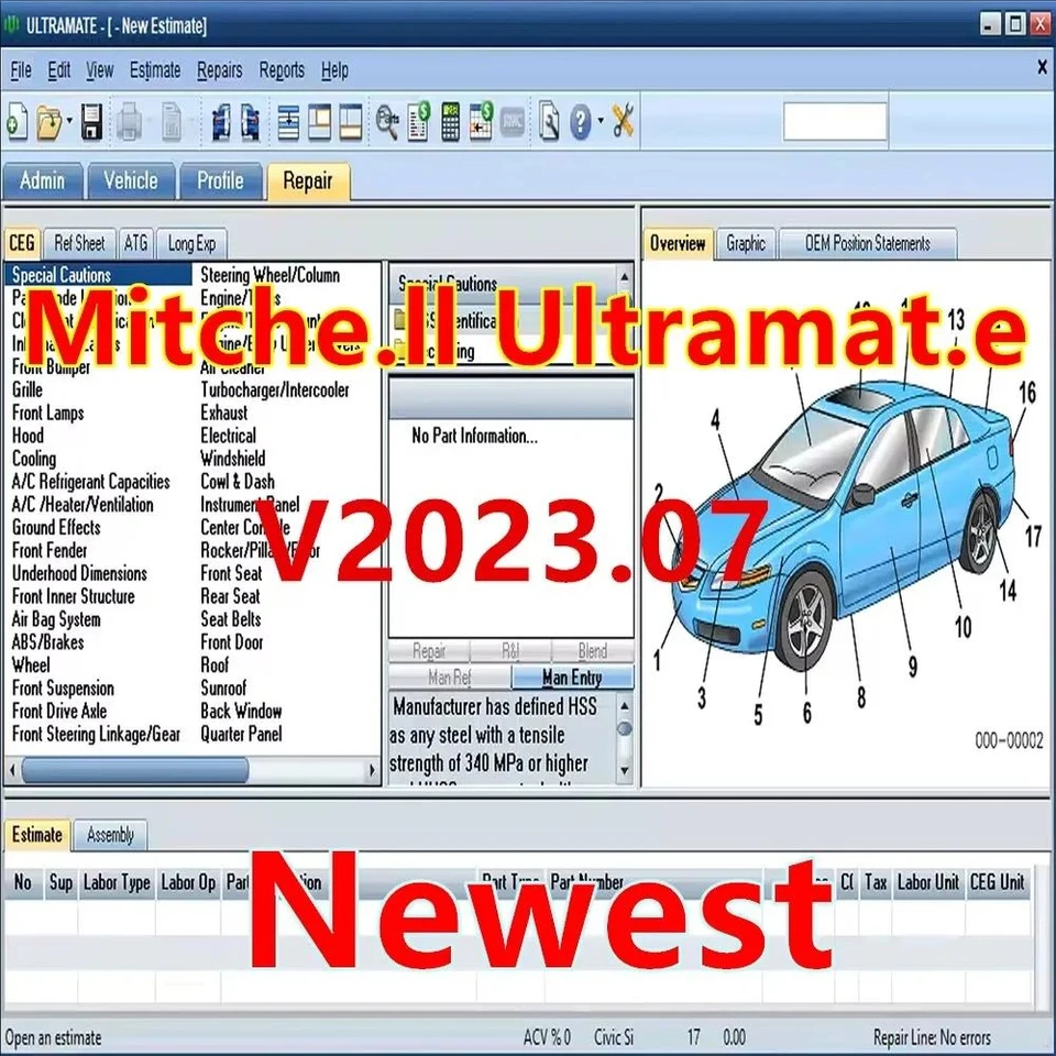 2024 NOVÝCH CAR 2023 Mitchell Ultramate 7 Kompletný pokročilý systém odhadu+oprava pre nikdy vypršajte+môže nainštalovať neurčito
