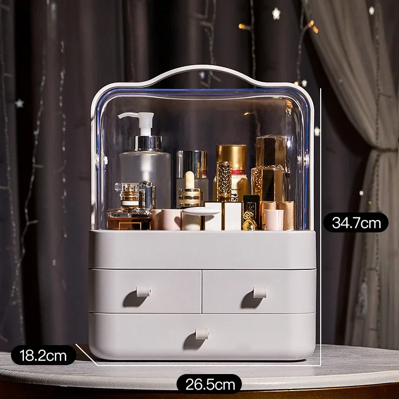 2024 Organizátor make-upu so zásuvkou pre výrobky starostlivosti o pleť pre domácnosť Storage Box Police Cosmetics Prijímanie skriniek na prach odolný v oblasti prachu