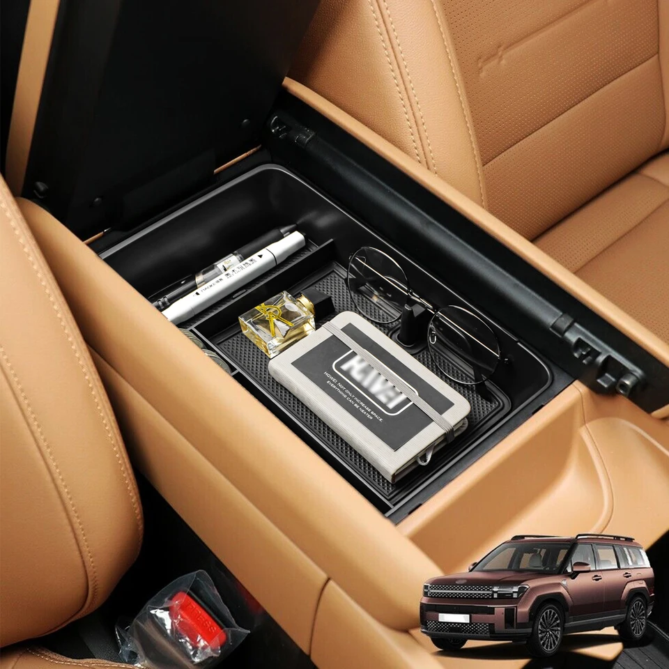 2024 Organizátor stredovej konzoly pre 2024 Hyundai Santa Fe Car lakťová lakťová lakťovacia skrinka Storage Tray ABS Storage Coin Interiér Doplnky