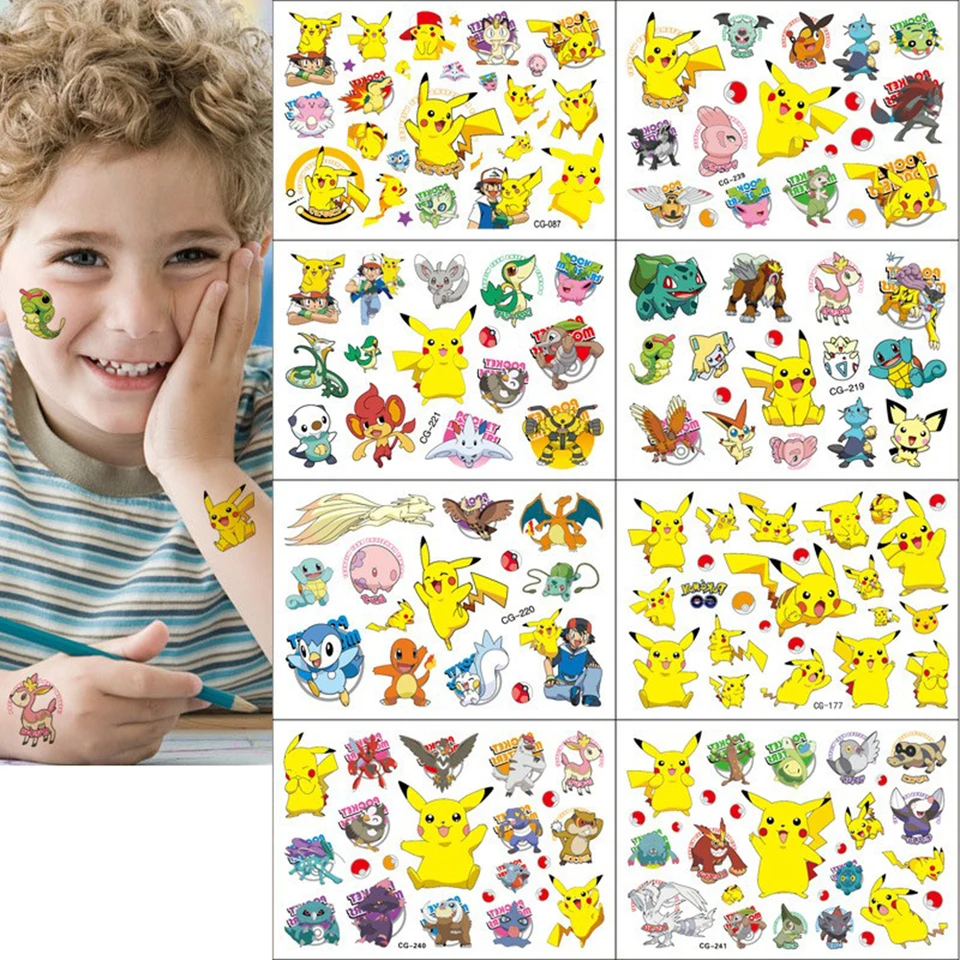2024 Pokémonové nálepky tetovania Pikachu akčnej postavy Karika