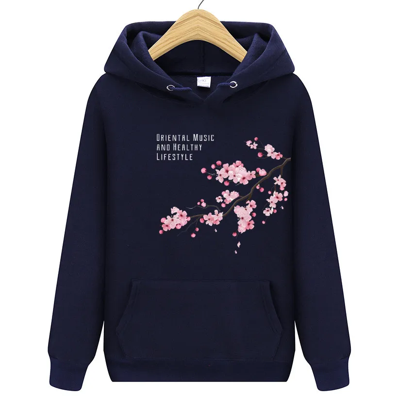 2024 Pánske a dámske mikiny fleece fleece Jeseň Jeden slivkový kvet Vytlačený s kapucňou mikina hip hopu ulica Wear Pullover