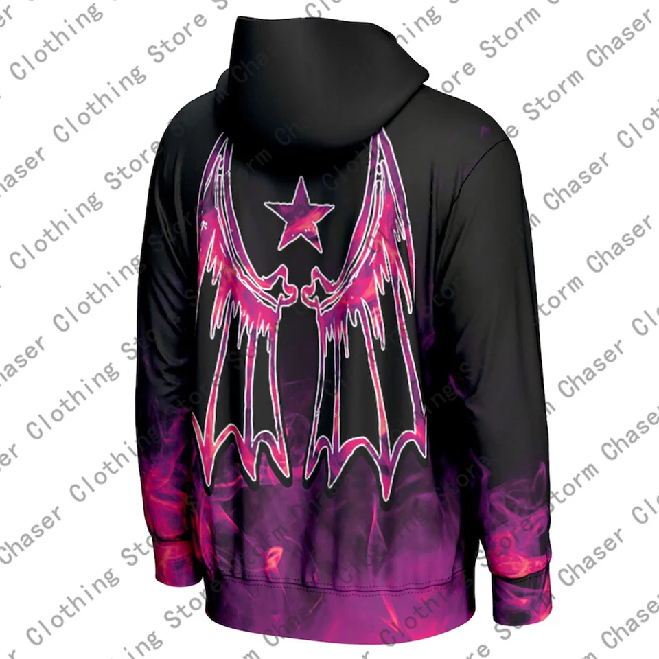 2024 Pánske mikiny Trendy vonkajšie vonkajšie rukávy Tops Tops mládež Purpurové plamene Pullover s kapucňou Wrestling Damian Priest 3D Print Clothing