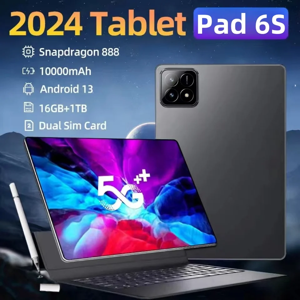 2024 Pôvodná globálna verzia HD 4K PAD 6S Pro Snapdragon 888 Tablet 11inch Android 13 16 GB+1T 10000MAH 5G Dual SIM WiFi GPS Tab