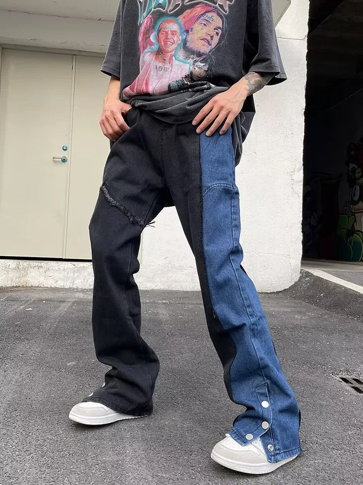 2024 ropa y2k módne patchwork naskladané vreckové džínsy pre mužov pre mužov vintage odev členkový gombík hip hop džínsové nohavice vaqueros