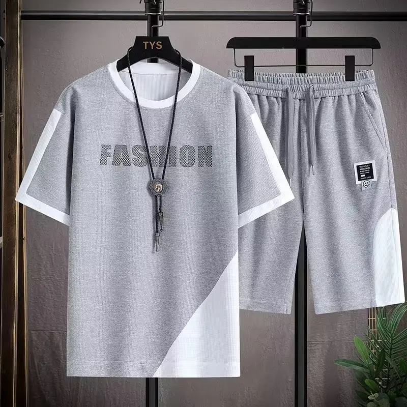2024 rukáv + šortky Tričko Pánske súpravy Módny joggingový oblek Muž 2-dielna sada Harajuku Hip Hop Pattwork Color Streetwear