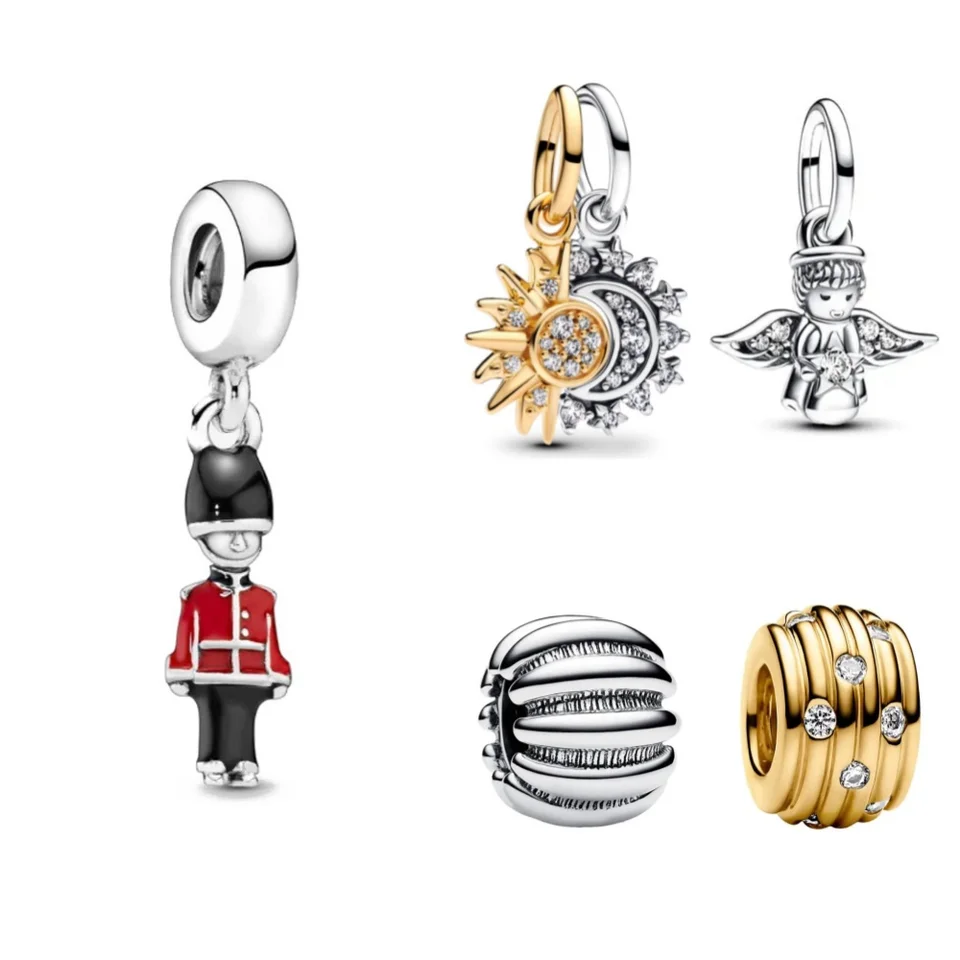 2024 S925 Silver Hot Sale Charm Angel Angel Objímanie hviezd Pendant Bead Gold Accessories Fit Original náramok pre darčeky