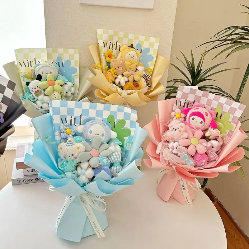 2024 Sanrio Cinnamoroll Doll Byquet Dokončená Kuromi Valentín Darček