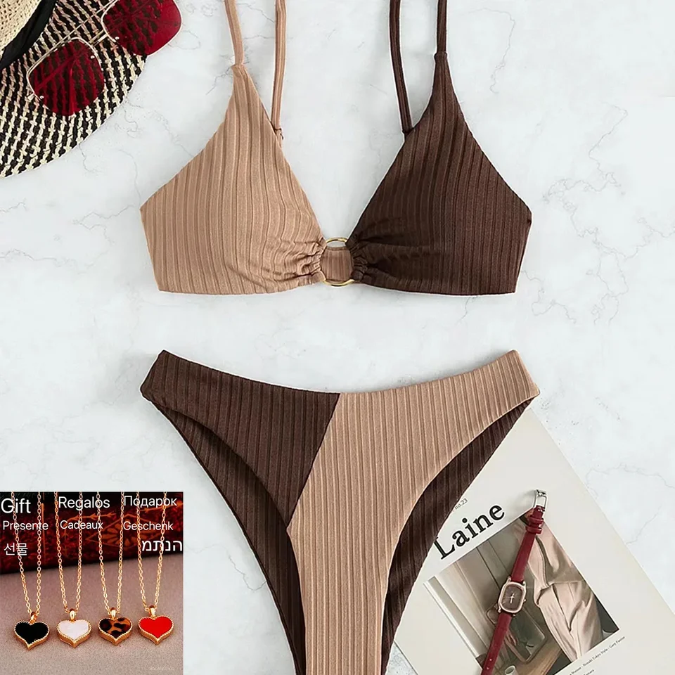 2024 Sexy bikinis Dámske plavky Plaviek push Up Vysoký pás Vysoko rezané plavky