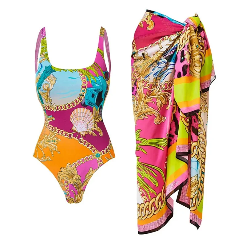 2024 Sexy One Pievky plaviek so zakrytím plaviek Ženy Vintage Swimming Suil Plaňové obleky
