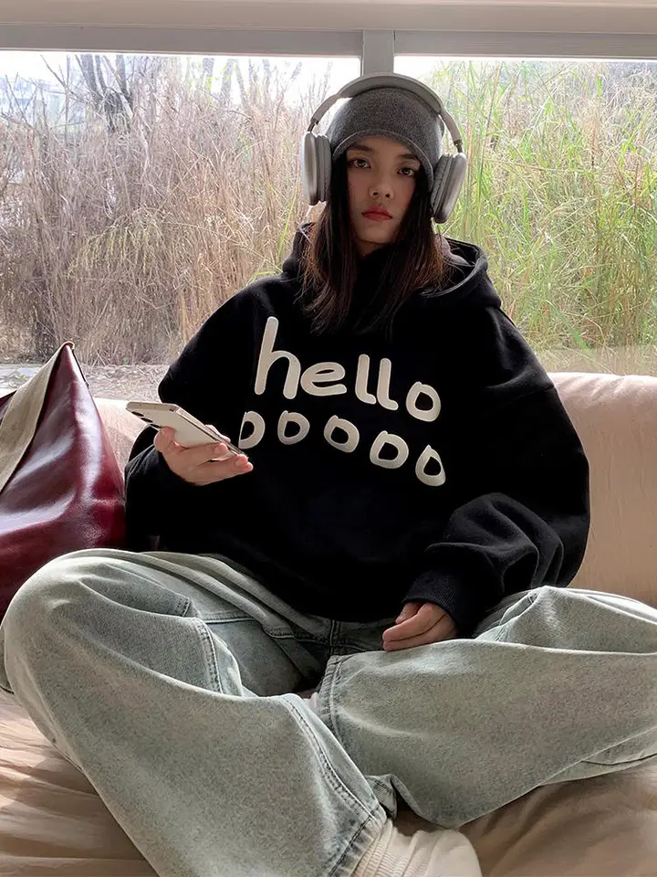 2024 Skoro na jar Kórejská verzia American Loose Pullover s kapucňou bunda ženská lenivá nadmorská výška vetra