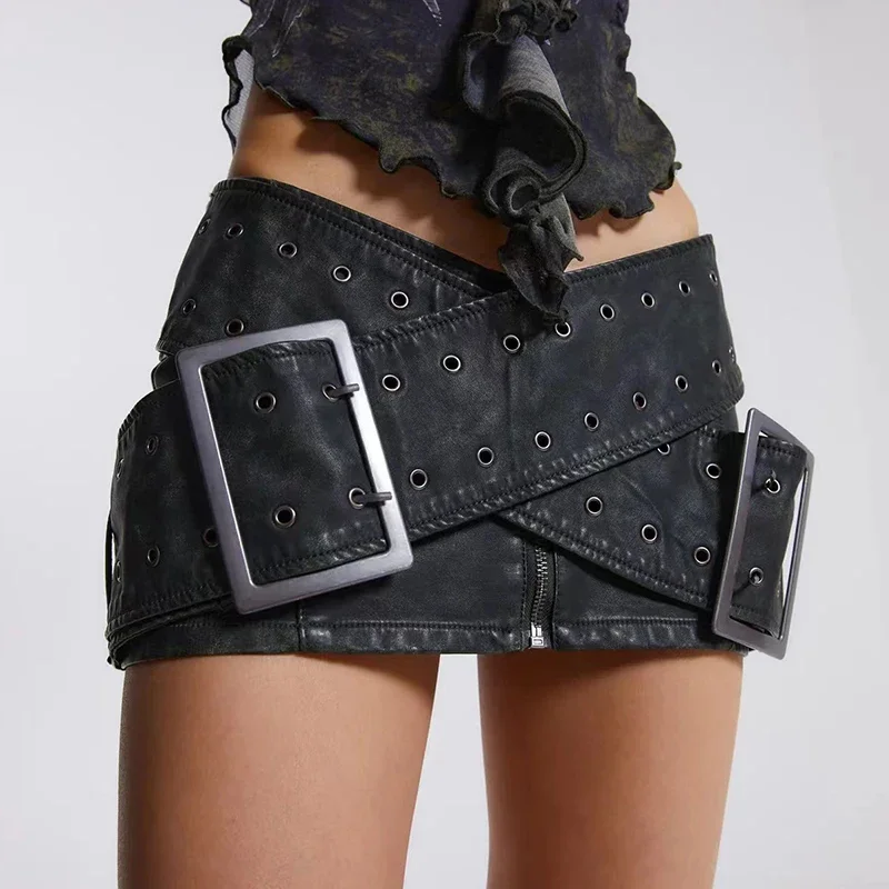 2024 Spring American Grunge Hotsweet Style Solid Color Zips sukne dámske retro príležitostné high pasy štíhle fit ženská mini sukňa