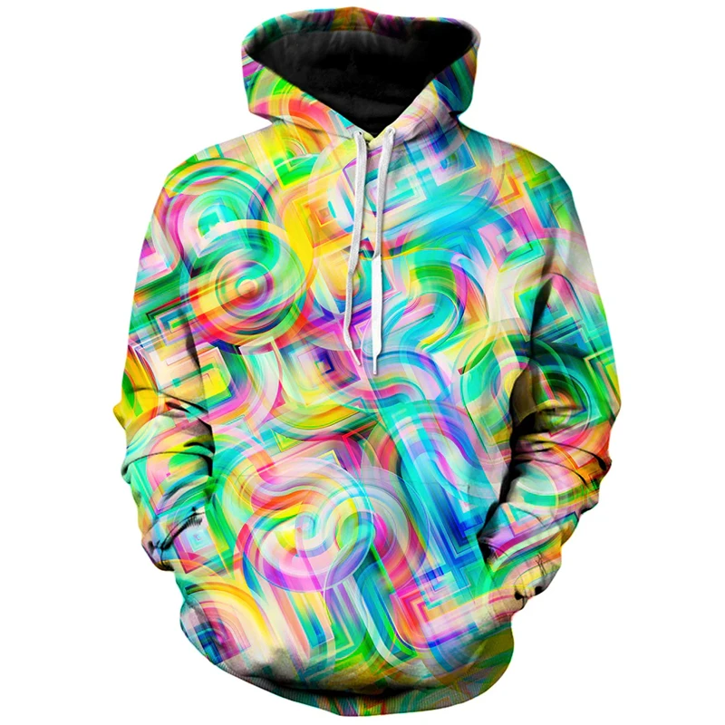 2024 Spring Autumn 3D tlač olejomaľby Harjauku Farebný pullover y2k odev Street Sports ležasné unisex mikiny s dlhým rukávom
