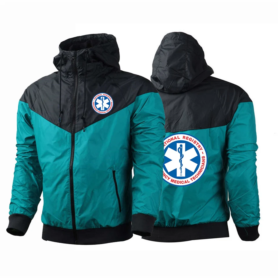 2024 Spring Autumn Muži EMT Núdzové logo logo tlač Populárna farebná patchwork Patchwork Príležitostný kabát na vysokú ulicu