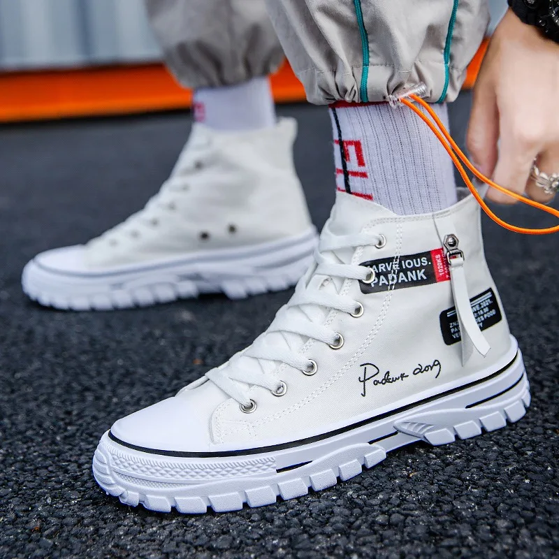 2024 Spring Autumn Nový trend High Top Pohodlné tenisky pre mužov Platforma Priedušná plátno Vulcanize topánky Tenis Masculino