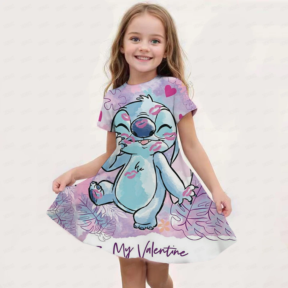 2024 Stitch Dress for Girls Detský spánok detské letné oblečenie Strayn