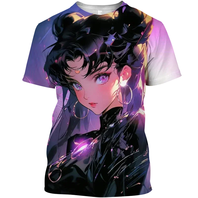 2024 Street Wear Tričko vtipné tričko Sailor Moon Street Wear Top Female 3D tlačené ženské grafické anime dievča
