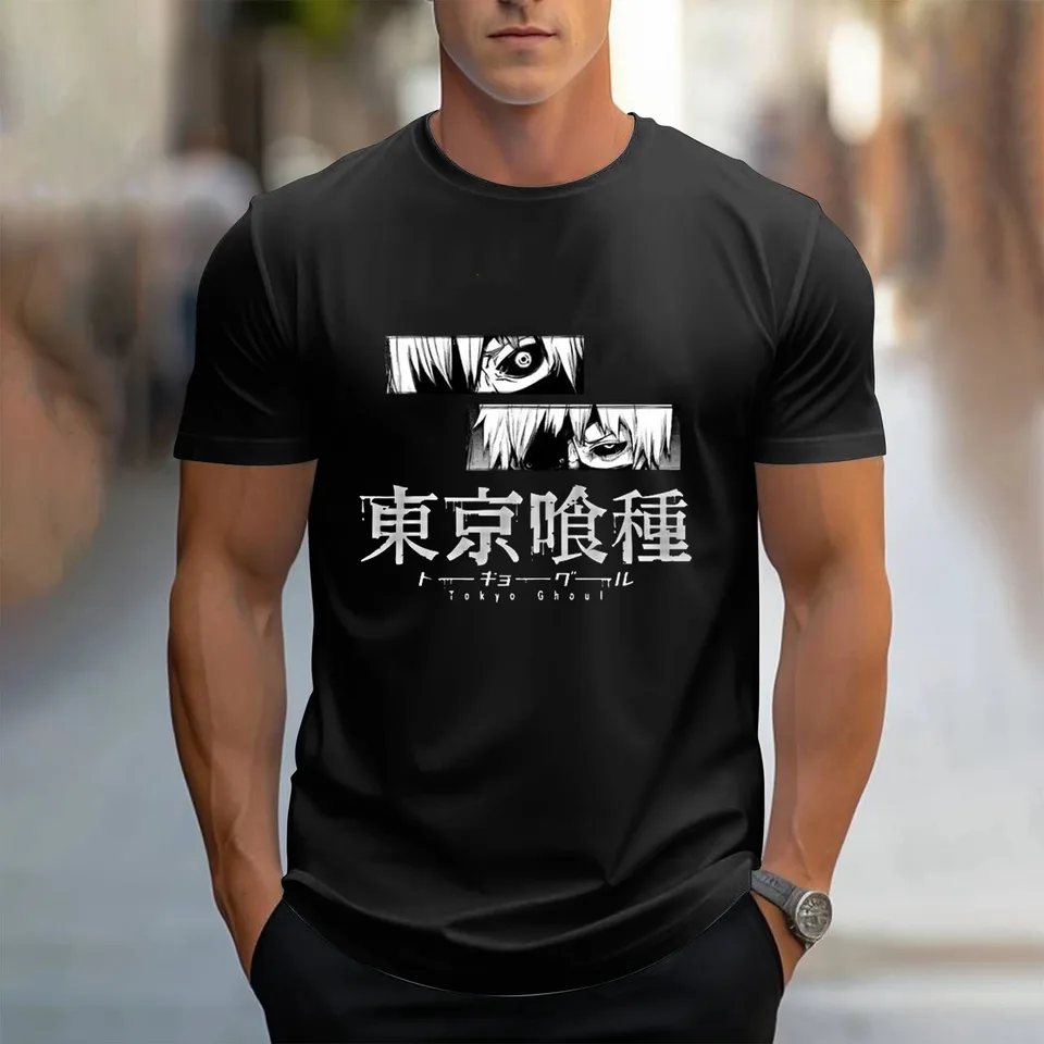 2024 Summer Kaneki Ken tlačené tričko anime Tokio Ghoul Grafické tričko Vintage voľné nadmerné tričko Tops topy muži neformálne odpaliská