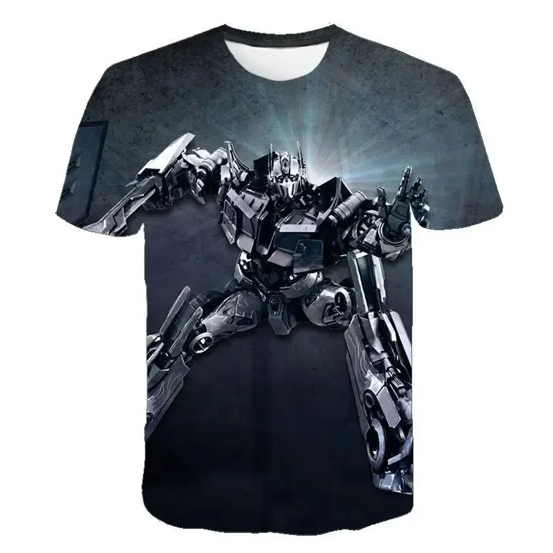2024 Summer Kids 3D tlačené transformátory Tričko Children Cool Cartoon Short Ruckve Clothing Boys Dievčatá módny trend Streetwear