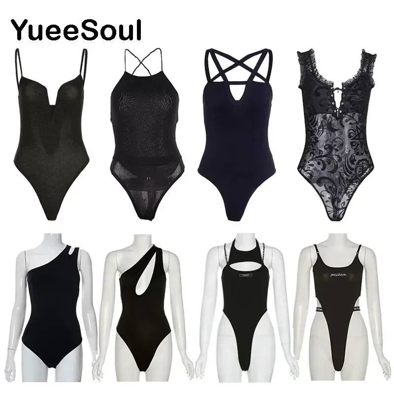 2024 Summer Nové ženy BodySuit bez rukávov Slim Sexy BodySuits Y2K 2000-Ty E-Girl Casual Streetwear Rave Club Female Outfit