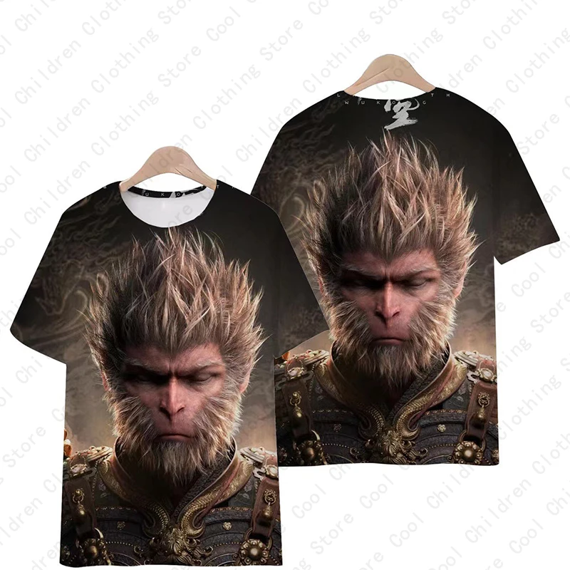 2024 Summer Nový 3D čierny mýtus: Sun Wukong Street Harajuku Trend Top Pánske tričko Top Cosplay kostým anime fanúšikov